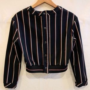 Zara Trafaluc Collection Button-Up Back Striped Crop Top